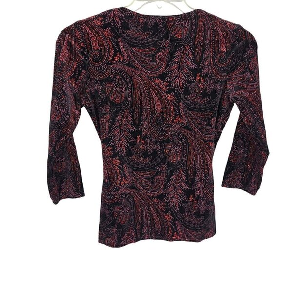 VTG Velvet Glitter Paisley Blouse Petite Small PS whimsigoth fairy Grunge witchy - Picture 2 of 5